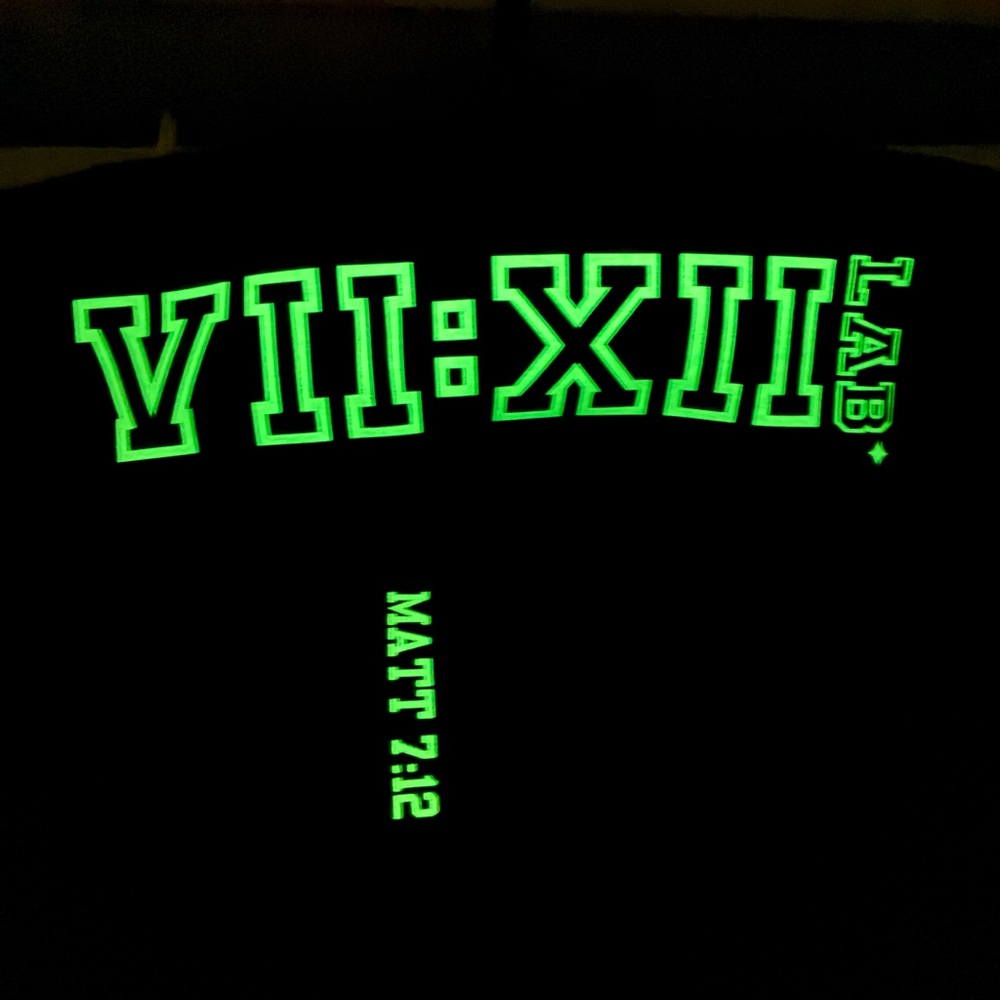 VII:XII LAB Black Tee with Glow In The Dark Logo